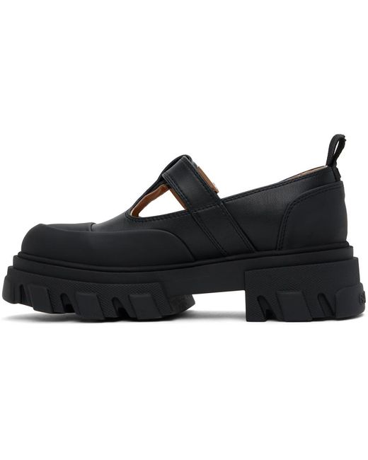 Ganni Black Cleated Mary Jane Loafers