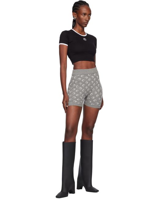 MARINE SERRE Black Moon Jacquard Knit Shorts