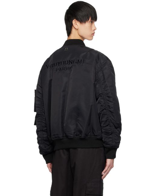 Wooyoungmi Black Embroide Bomber Jacket for men
