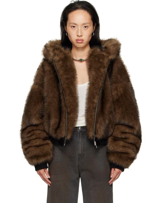 Lu'u Dan Brown Yeti Outlaw Faux-Fur Jacket