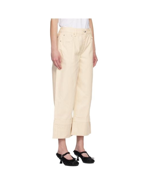 Simone Rocha Natural Off- Straight Leg Bow Loop Jeans