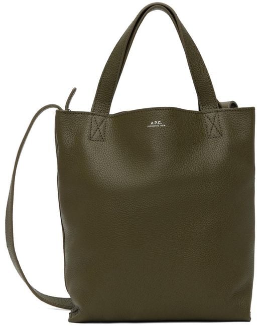 A.P.C. Green Khaki Maiko Small Shopper Tote