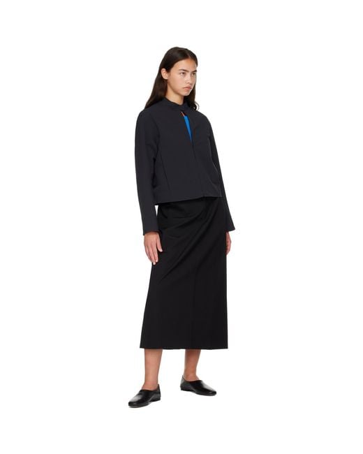Veilance Black Serin Wool Maxi Skirt