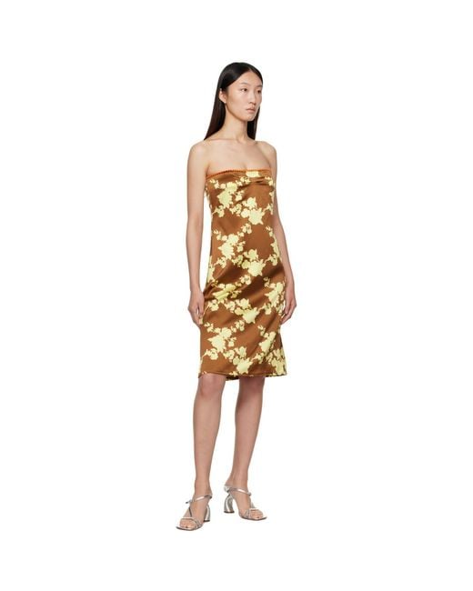 Versace Black Wild Roses Strapless Midi Dress