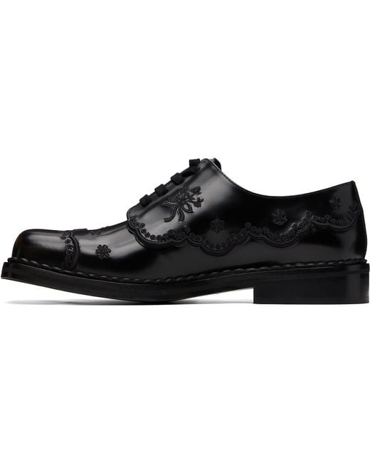 Simone Rocha Black Floral Lace Brogue Derbys for men