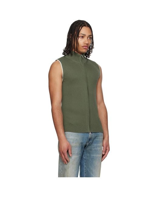 MM6 by Maison Margiela Green Khaki Zip Vest for men
