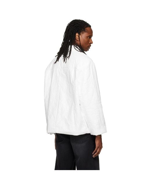 ALAINPAUL White Padded Short Car Coat for men