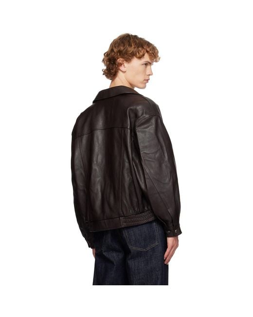 DUNST Black Oversized Vintage Leather Jacket for men