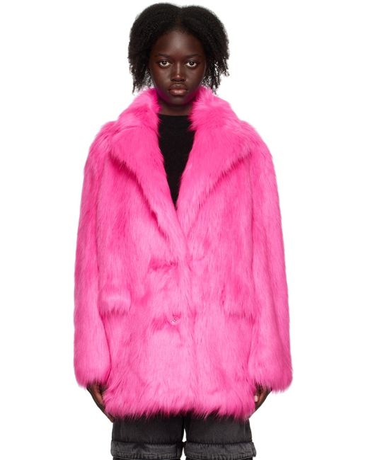 Stand Studio Pink Carter Faux-fur Coat | Lyst UK