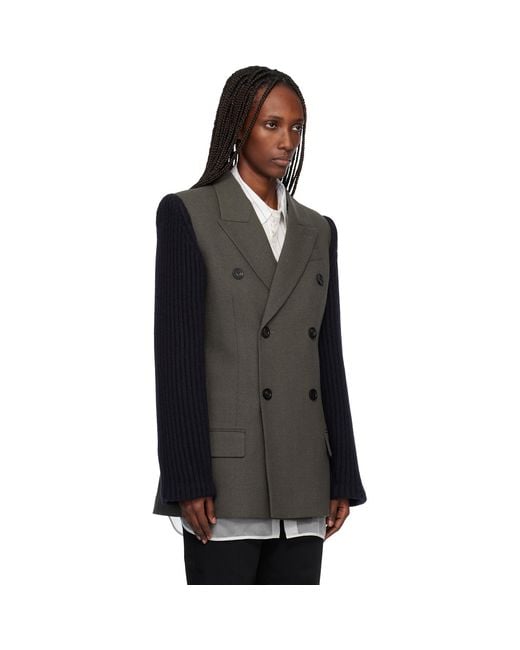 Jean Paul Gaultier Black Khaki & 'The Bi-Material Suit' Blazer