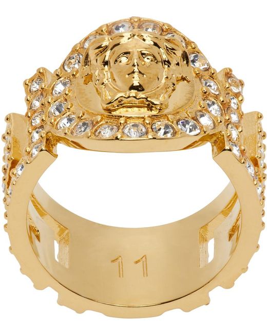 Versace Metallic Gold Crystal 'la Medusa' Ring