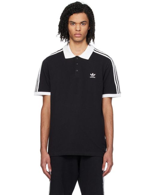 メンズ Adidas Originals スリーストライプス ポロシャツ Black