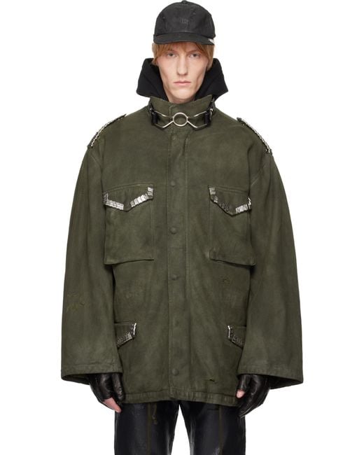 Marking Distance Green Khaki Ring Coat for men