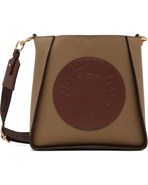 Stella McCartney Brown Khaki Logo Square Crossbody Bag