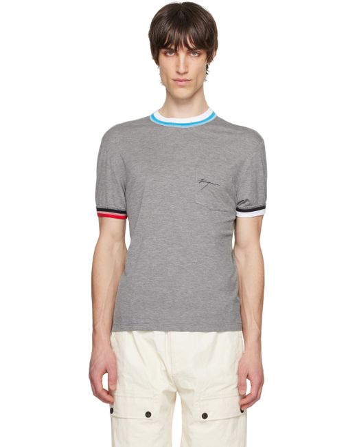 T-shirt gris à logo brodé Ferragamo pour homme en coloris Black