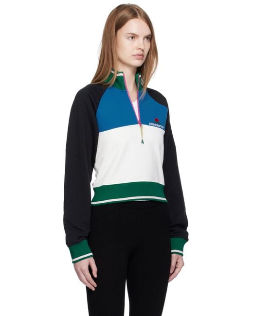 Casablanca Blue Quarter Zip Colorblock Sweatshirt