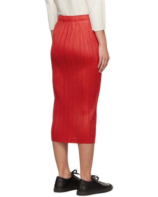 Pleats Please Issey Miyake Red Thicker Bottoms 1 Midi Skirt