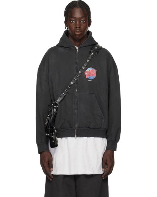 Balenciaga 'Planet Earth' Zip-Up Hoodie in Black for Men | Lyst