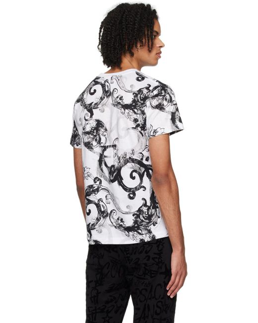 Versace Black White Watercolor Couture T-shirt for men