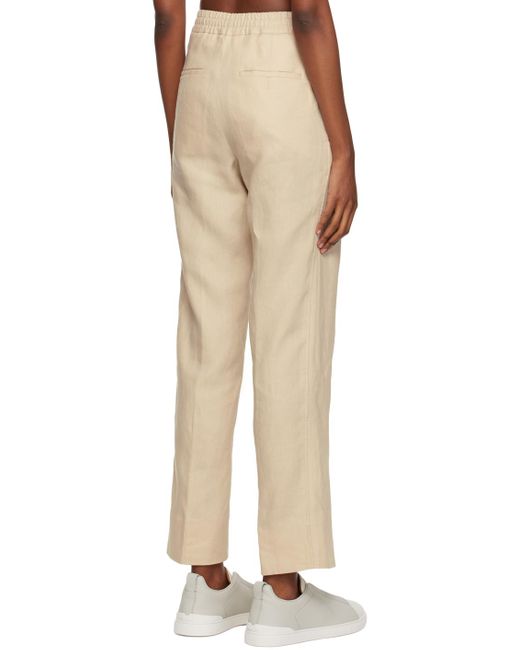 Zegna Natural Beige Drawstring Trousers