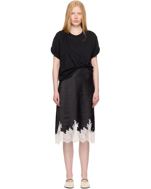 3.1 Phillip Lim Black Draped T-Shirt Slip Combo Midi Dress