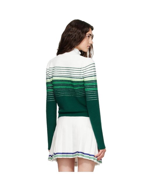 Casablanca Green Boucle Stripe Zip‑Up Track Jacket