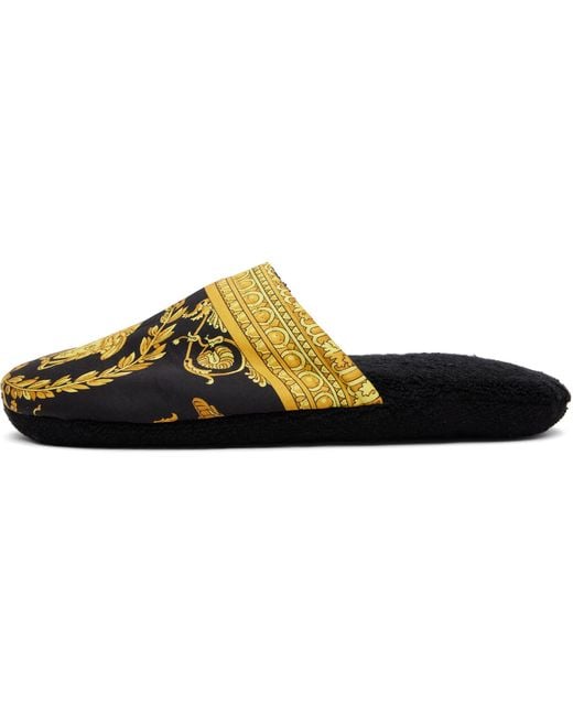 Versace Black 'I Heart Baroque' Slippers