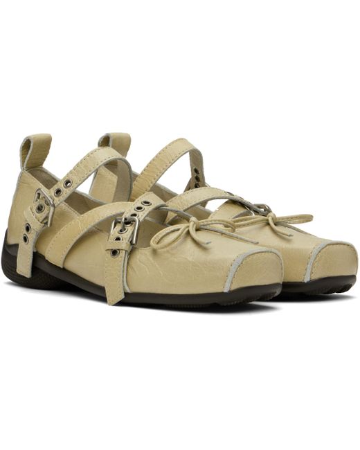 【OPEN YY】CROSS BUCKLE BALLET FLATS (3COLORS) Open Yy Gray Cross Buckle Ballerina Flats | ModeSens