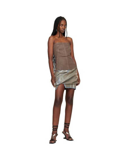 Rick Owens Black Temple Draped Denim Miniskirt