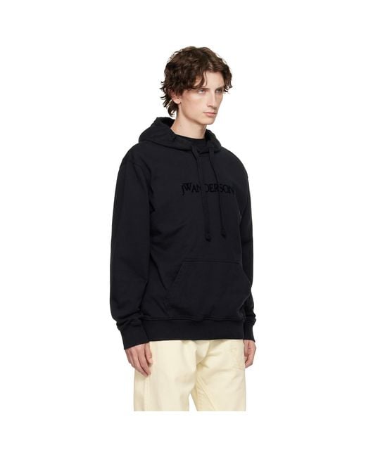 J.W. Anderson Black Logo Embroidery Hoodie for men