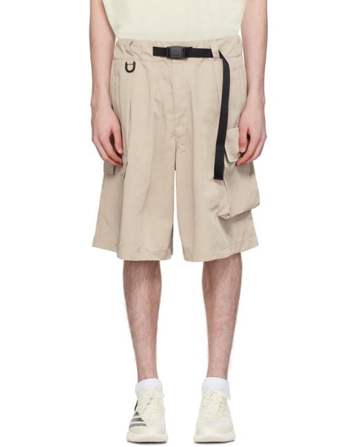 Y-3 Natural Beige Belted Shorts for men