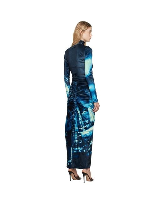 Jean Paul Gaultier Blue Pigalle Gathered Velvet Dress