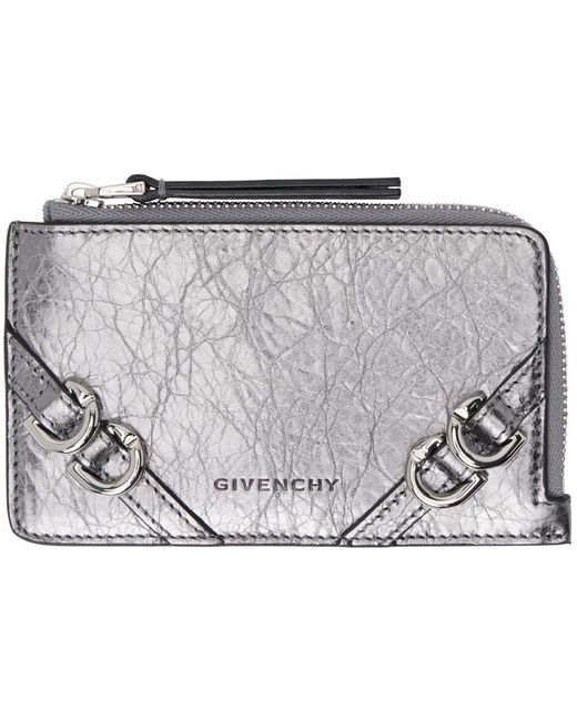 Givenchy Black Silver Voyou Zipped Wallet