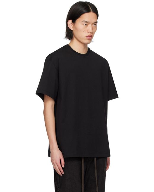 Wooyoungmi Black Leather Patch T-shirt for men