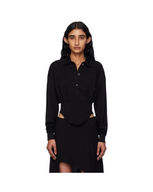 Mugler Black Corseted Polo