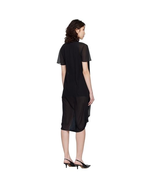 MM6 by Maison Margiela Black Chiffon Midi Dress