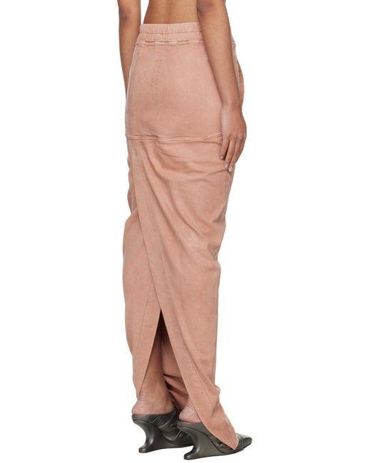 Rick Owens Multicolor Pink Pull On Pillar Denim Maxi Skirt