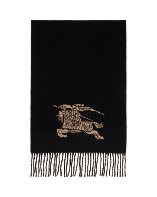 Burberry Black Reversible Knight Cashmere Scarf