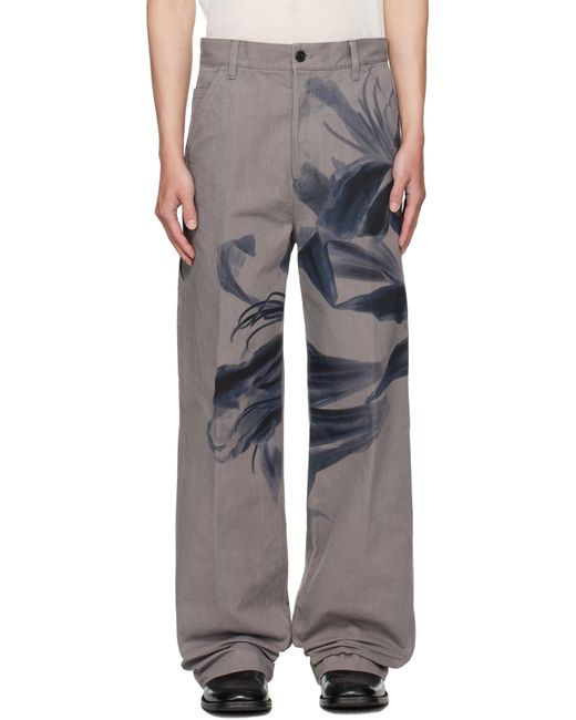 Dries Van Noten Black Graphic Trousers for men