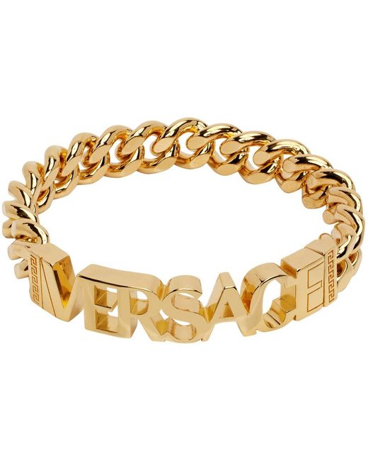 Bracelet doré à logo Versace pour homme en coloris Metallic