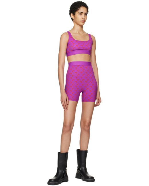 MARINE SERRE Ssense限定 パープル＆レッド Moon Printed ジャージ スポーツブラ Purple