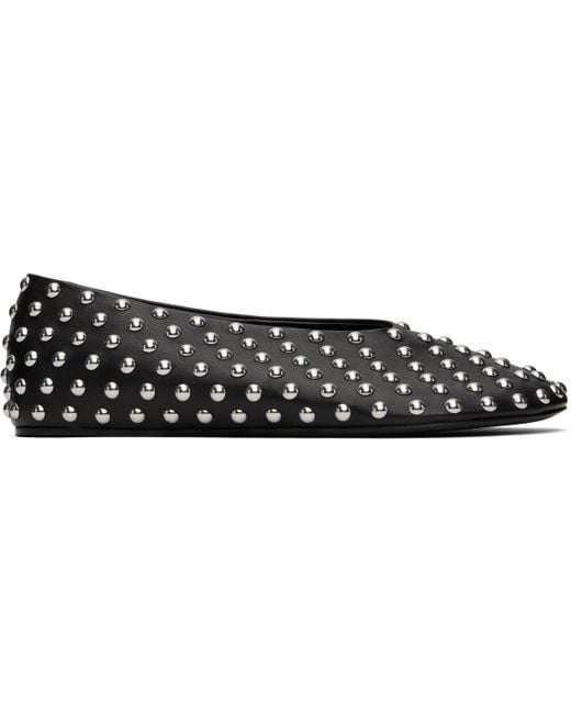 Jil Sander Women's Black Studded Leather Ballerina Flats