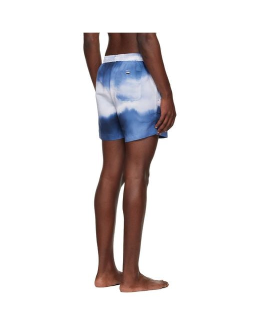 Boss Blue Printed Swim Shorts for men