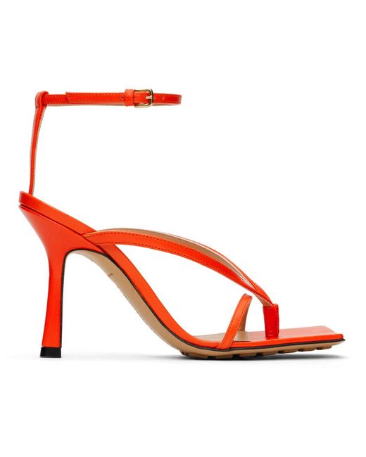 Bottega Veneta Red Orange Stretch Strap Sandals