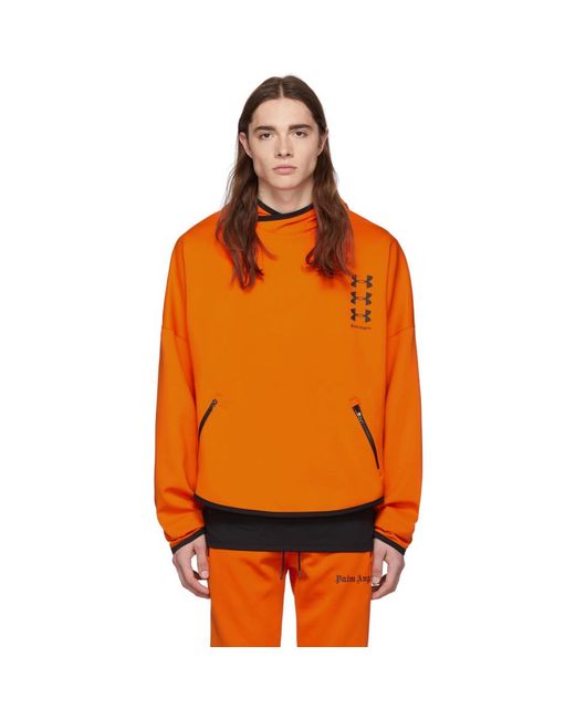 Palm Angels Orange X Under Armour Loose Hooded Sweatshirt for men