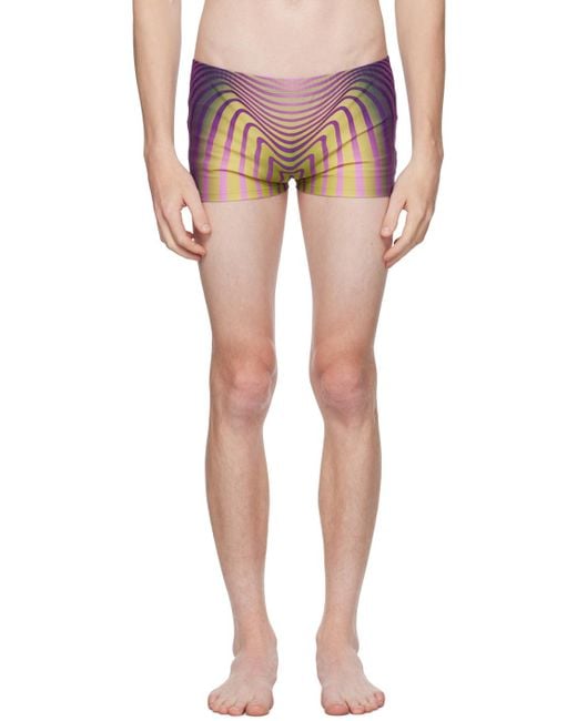 Jean Paul Gaultier Multicolor Green & Purple 'the Body Morphing' Swim Shorts for men