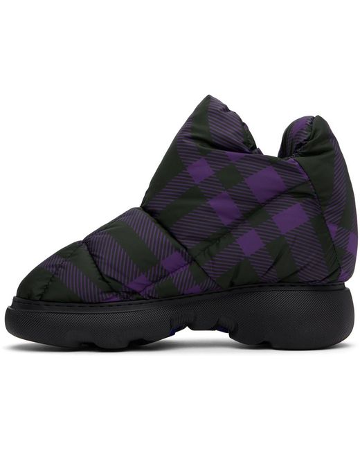 Burberry Blue Black & Purple Check Pillow Boots