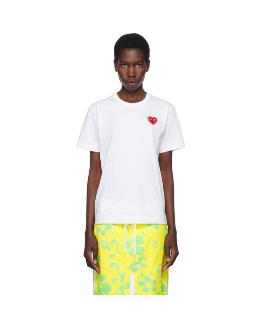 COMME DES GARÇONS PLAY Multicolor Rhinestone Emblem Heart T-Shirt