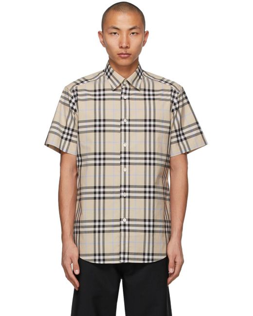 Burberry コットン ベージュ チェック ショート スリーブ シャツ カラー ナチュラル メンズ Lyst Burberry コットン ベージュ チェック ショート スリーブ シャツ カラー ナチュラル メンズ Lyst