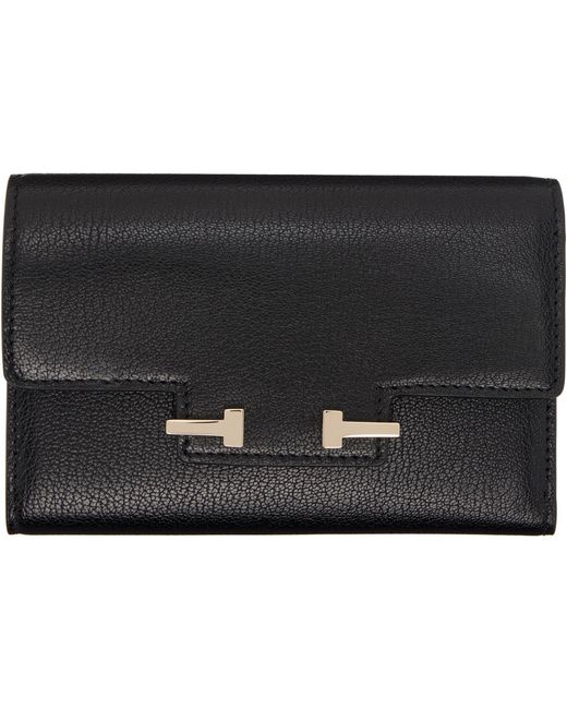 Tom Ford Black Supple Grain Leather Aube Compact Wallet